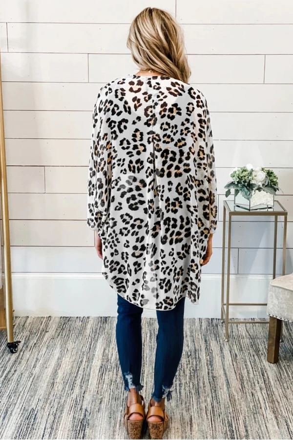 Leopard Printed Open Front Cover Up Dress